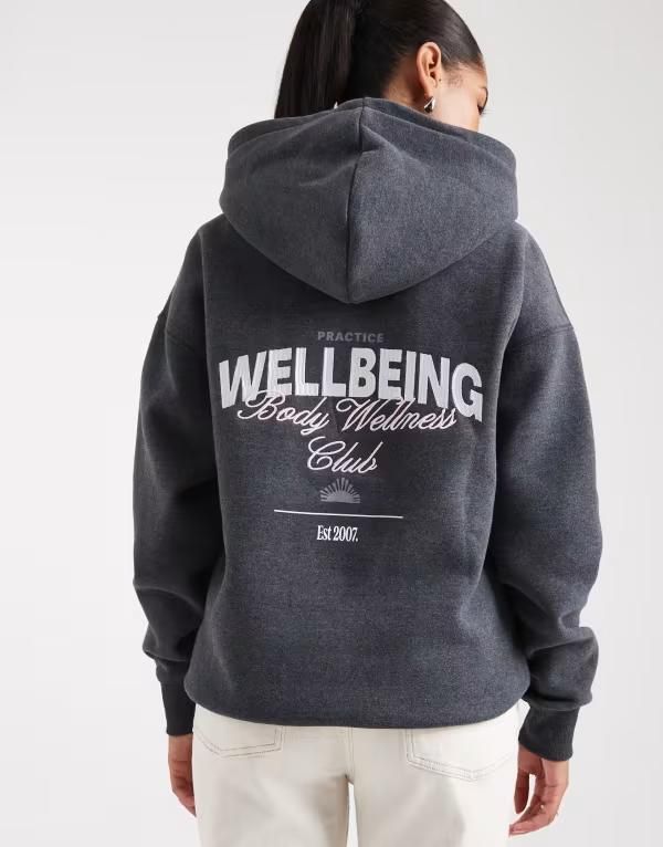 コットンオン レディース アウター パーカー・スウェット プラスサイズ パーカー グラフィック Cotton On plush graphic hoodie DARK GRAY グレー