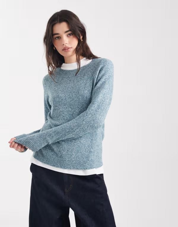 ヴェロモーダ レディース アウター ニット・セーター Vero Moda round necknit sweater in teal melange MEDITERRANEAN ティール 11,866円