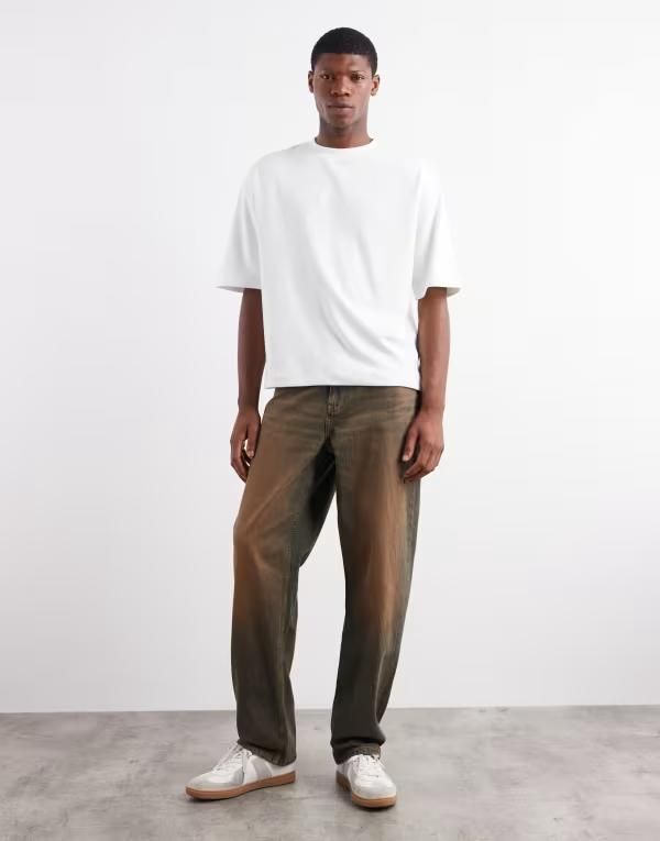 エイソス メンズ ボトムス デニムパンツ ジーンズ ASOS DESIGN baggy fit jeans in mid wash blue with brown tint Brown wash ブラ