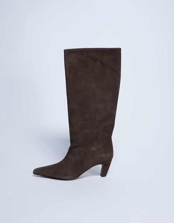 トップショップ レディース シューズ ブーツ・レインブーツ スエード Topshop Nelly real suede pointed toe slouchy boots in chocolate チ 28,470円