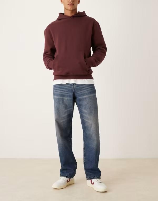 エイソス メンズ ボトムス デニムパンツ ジーンズ ASOS DESIGN baggy jeans in darkwash blue with abrasions Dark wash blue ブルー