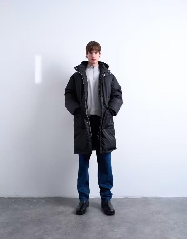 トップマン メンズ アウター コート パーカー Topman double pocket parka Black ブラック 21,586円