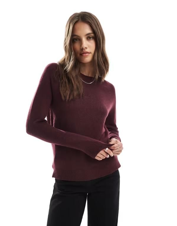 オンリー レディース アウター ニット・セーター クルーネック セーター ニット ONLY crew neck knit sweater Burgundy バーガンディ 10,570円