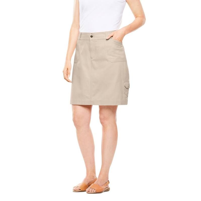 ウーマン ウィズイン レディース ボトムスカート プラスサイズ デニム Woman Within Plusize Perfect Denim Skort Natural Khaki カーキ