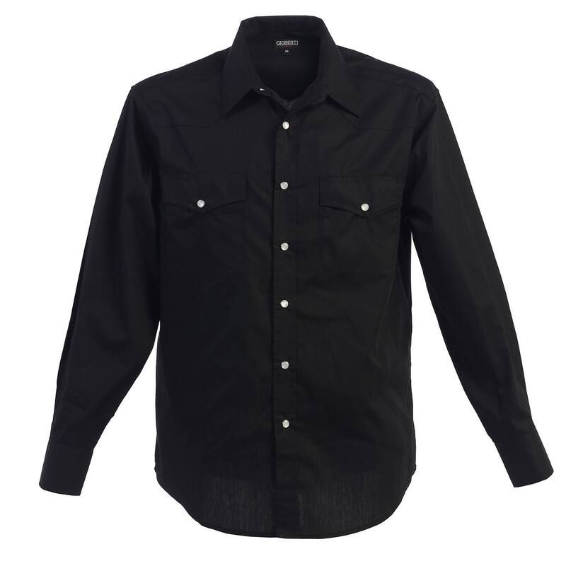 ジョベルティ メンズ トップス Tシャツ Gioberti Mensolid Long Sleeve Western Shirt With Pearl Snapon Buttons Black ブラッ