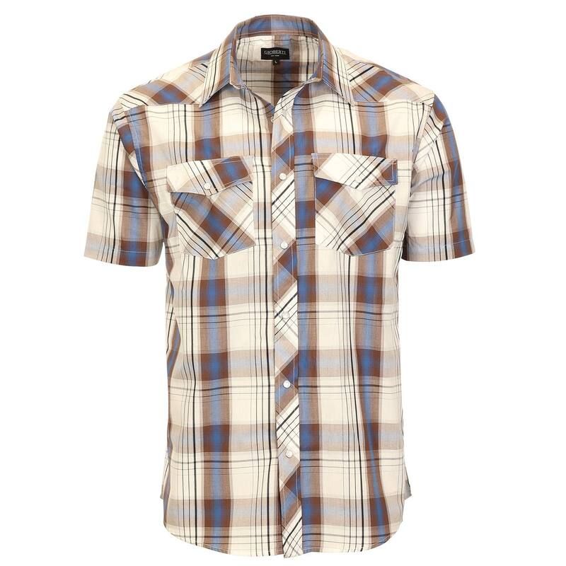 ジョベルティ メンズ トップス Tシャツ Gioberti Mens Western Cowboy Short Sleeve Shirt with Snap Buttons Gray White Bl