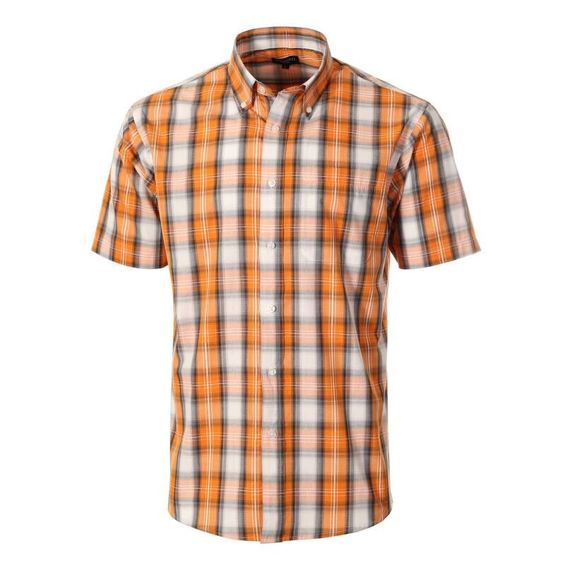 ジョベルティ メンズ トップス Tシャツ Gioberti Mens Plaid Short Sleeve Shirt Orange Gray グレー
