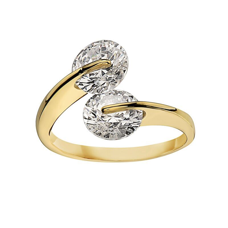 アンブランデッド レディース アクセサリー リング Unbranded 14k Gold Over Sterling Silver Cubic Zirconia Two Stone Ringold T