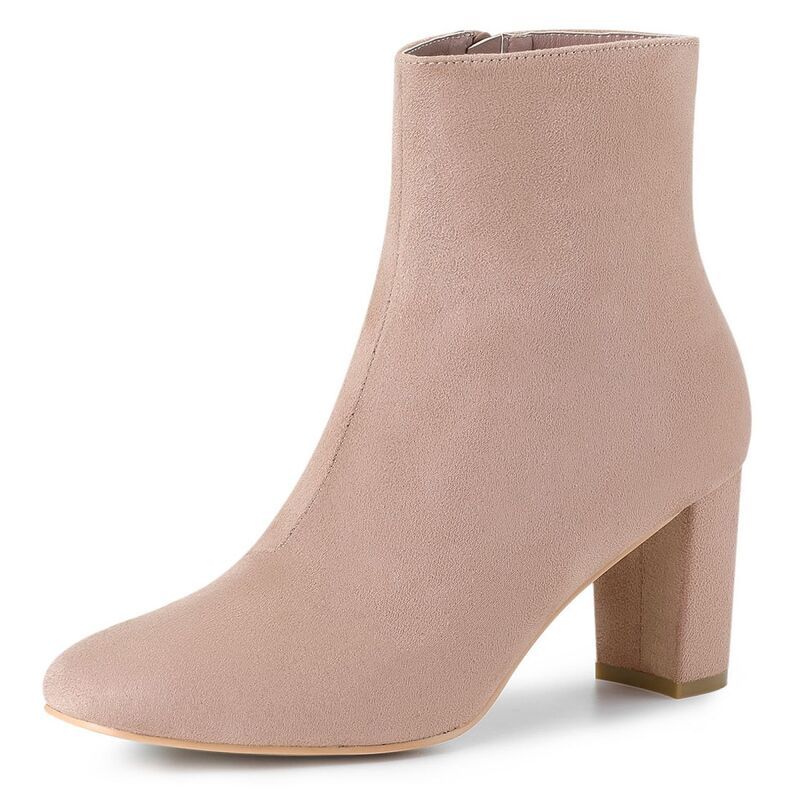 アレグラ ケー レディース シューズ ブーツ・レインブーツ アンクル ヒール ALLEGRA K Womens Dresside Zip Chunky Heel Ankle Boots Dust Pi