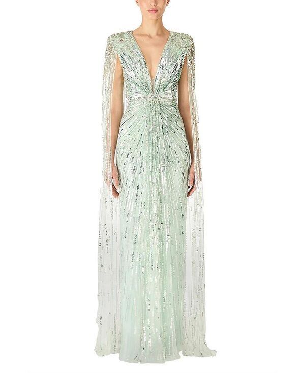 ジェニー・パッカム レディース トップス ワンピースパンコール Jenny Packham Gold Rush SequinEmbellished Gown Lagoon ゴールド