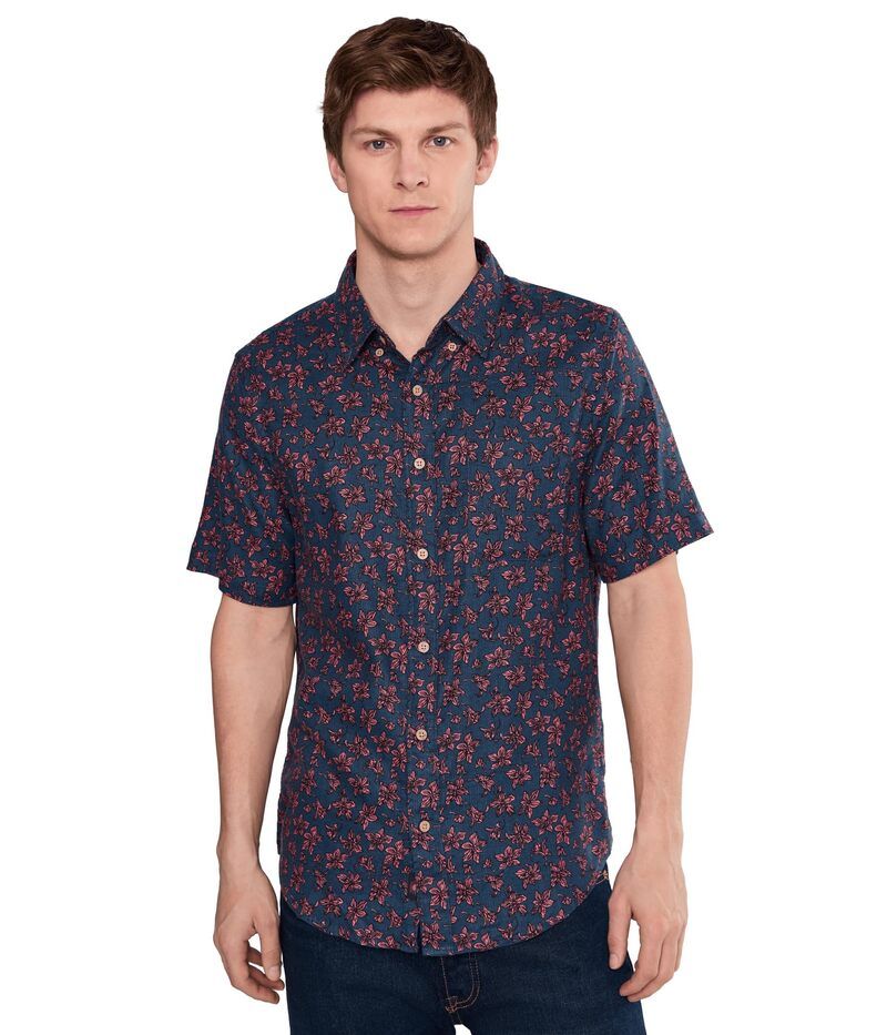 ファレティ メンズ トップス シャツ Faherty Short Sleeve Breeze Shirt Berry Navy Flor ネイビー