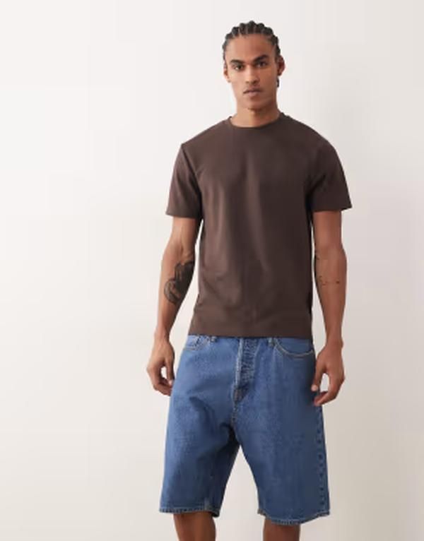 ジャック アンド ジョーンズ メンズ ボトムス ハーフパンツ・ショーツ ショートパンツ デニム Jack Jones Alex baggy denim shorts in mid Blue Denim