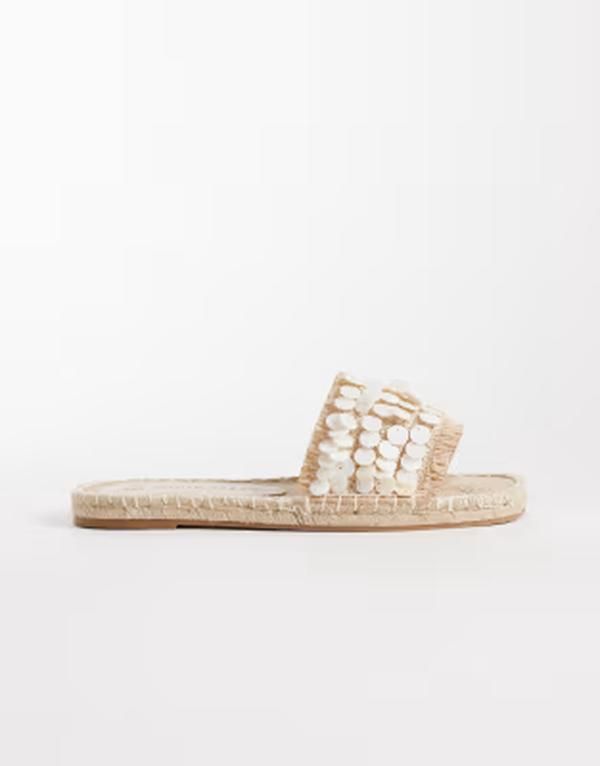 サウスビーチ レディース シューズ サンダル South Beach slide sandals with faux shells inatural NATURAL