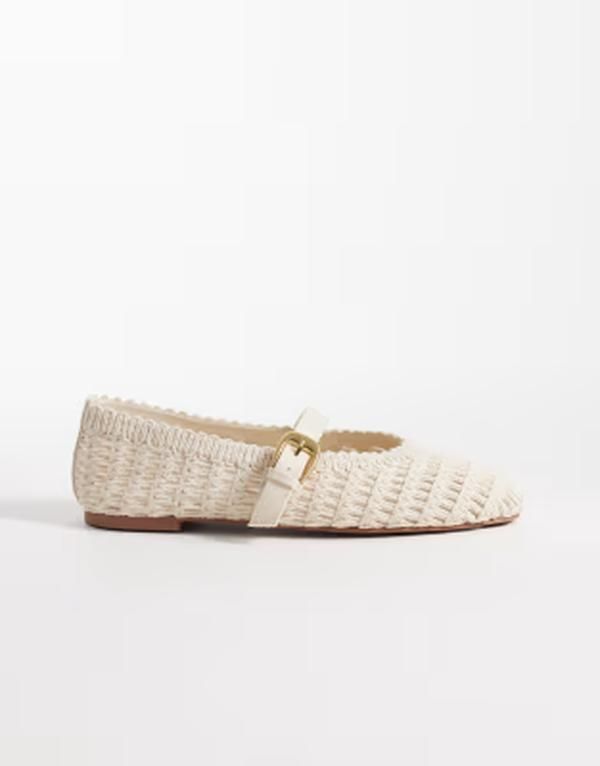 エイソス レディース シューズ パンプス ASOS DESIGN Wide Fit Leah crochet mary jane ballet flats in cream クリーム 16,110円