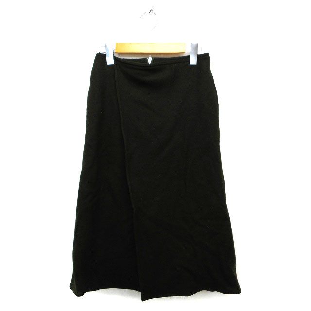 Mila Owen Skirt Flared Long Wool Front Cross Back Zip 0 Deep Khaki /NT4