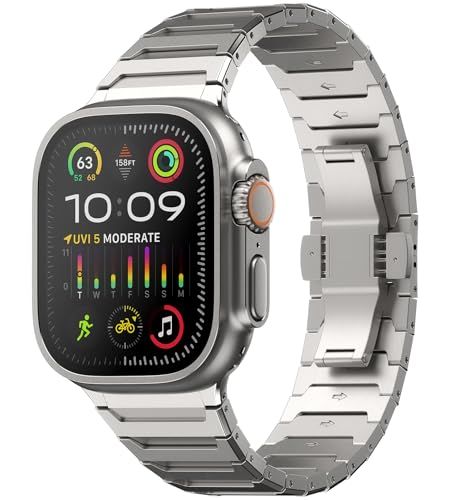 For Apple Watch 対応の純チタン合金製バンド。表面には傷防止コーティングが施されています。このバンドは 49mm/46mm/45mm/44mm サイズの Apple Watch に適合し、apple watch Ultra 2/ d7daacbc