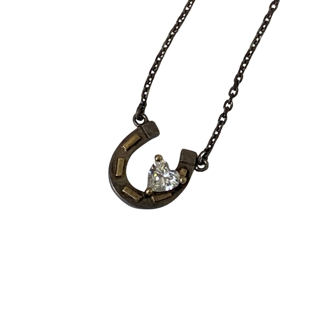 Star Jewelry 蹄鉄モチーフ　K18 シルバー925刻印あり　コンビ　ネックレス　2.6ｇ