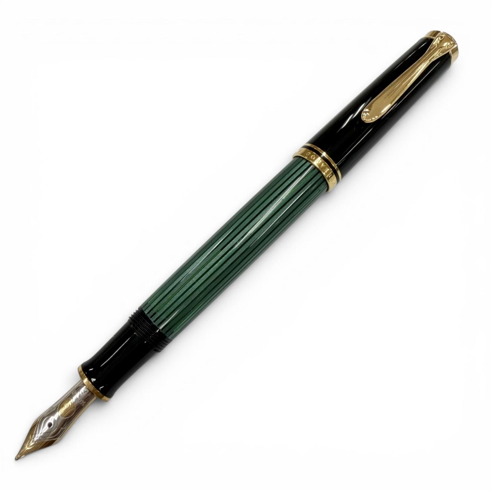 Extremely Beautiful ▼ PERIKAN Pelican Sobelane M400 Nib 14K F Nib Current Item Fountain Pen Green Stripe Black Gold Made in Germany Men's