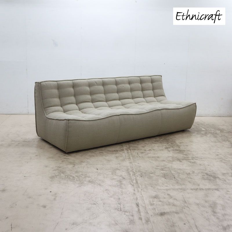 展示品 ETHNICRAFT エスニクラフト N701 ローソファ 3シーター/3Pソファ/3人掛けソファ ファブリック シンプル Jacques Deneef