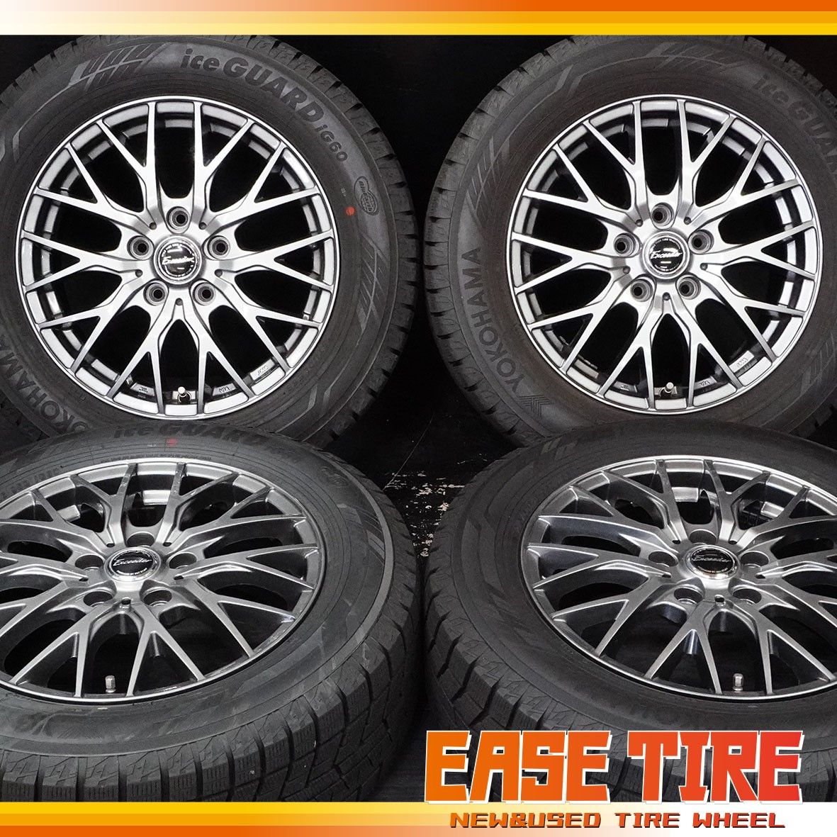 【美品 バリ溝】 ヨコハマ iceGUARD iG60 215/60R16 2023年製 ホットスタッフ Exceeder 16in 6.5J +53 114.3 5H ヴェゼル オデッセイ エスティマ CX-3