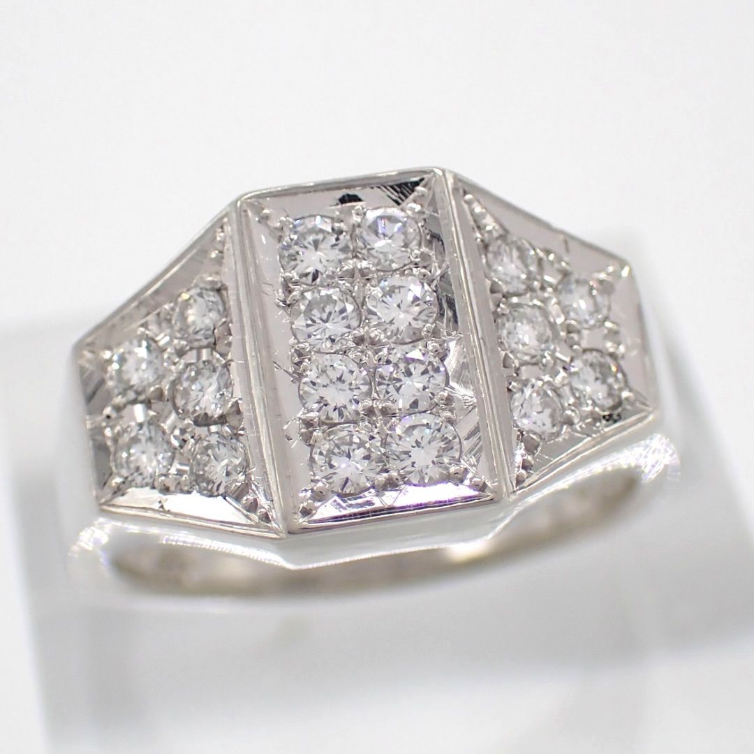 MIKIMOTO ミキモト 13号 0.51ct パヴェ ダイヤ リング Pt900 プラチナ スクエア シグネット 5263 109,890円