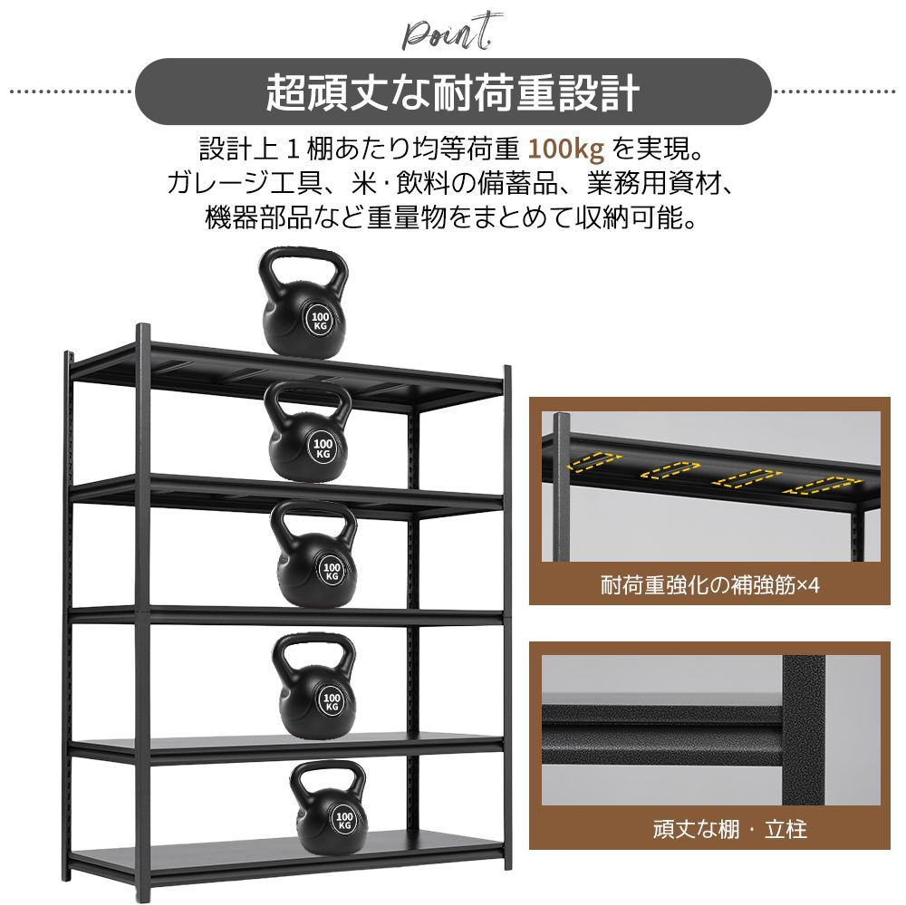 熊本応援キャンペーン開催中】5段スチールラック 幅150cm 大型収納
