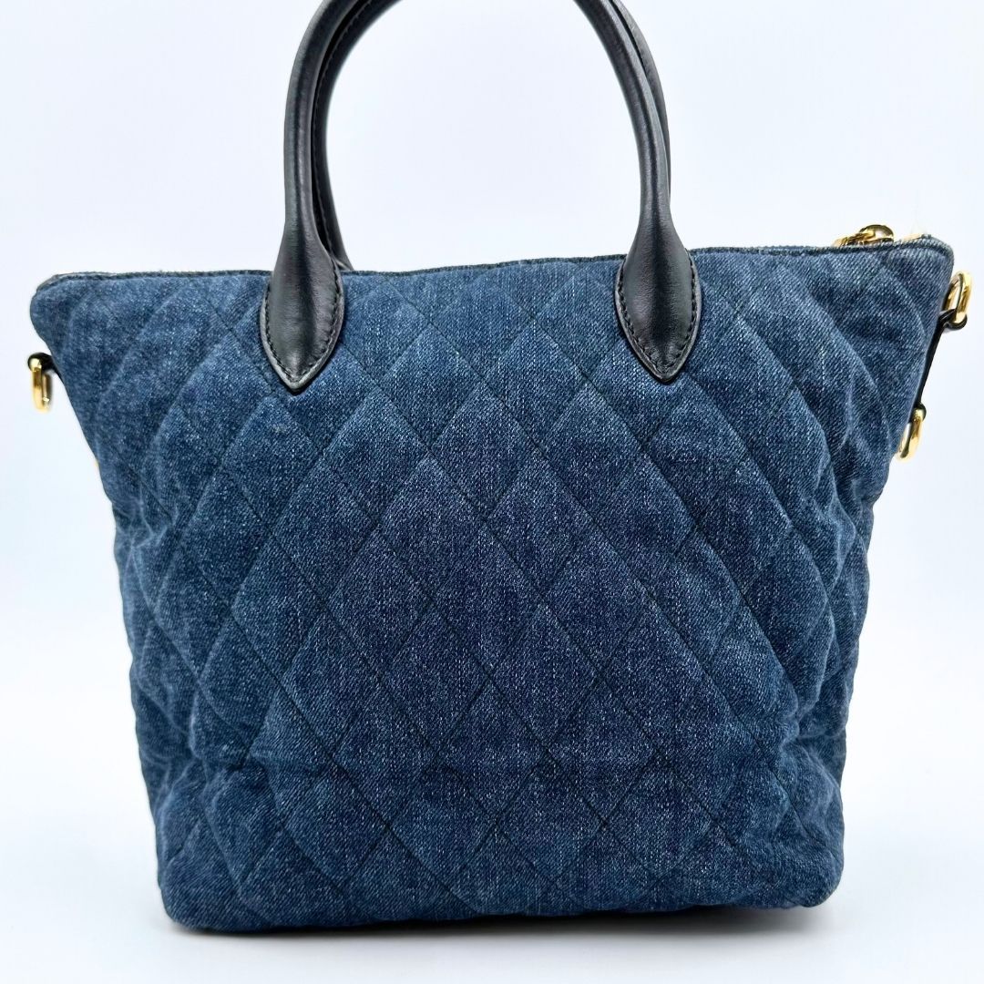 プラダ 2WAYバッグ コルセール デニム　刺繍 美品】Prada コルセール デニム 2WAY ハンドバッグ 刺繍 - メルカリ