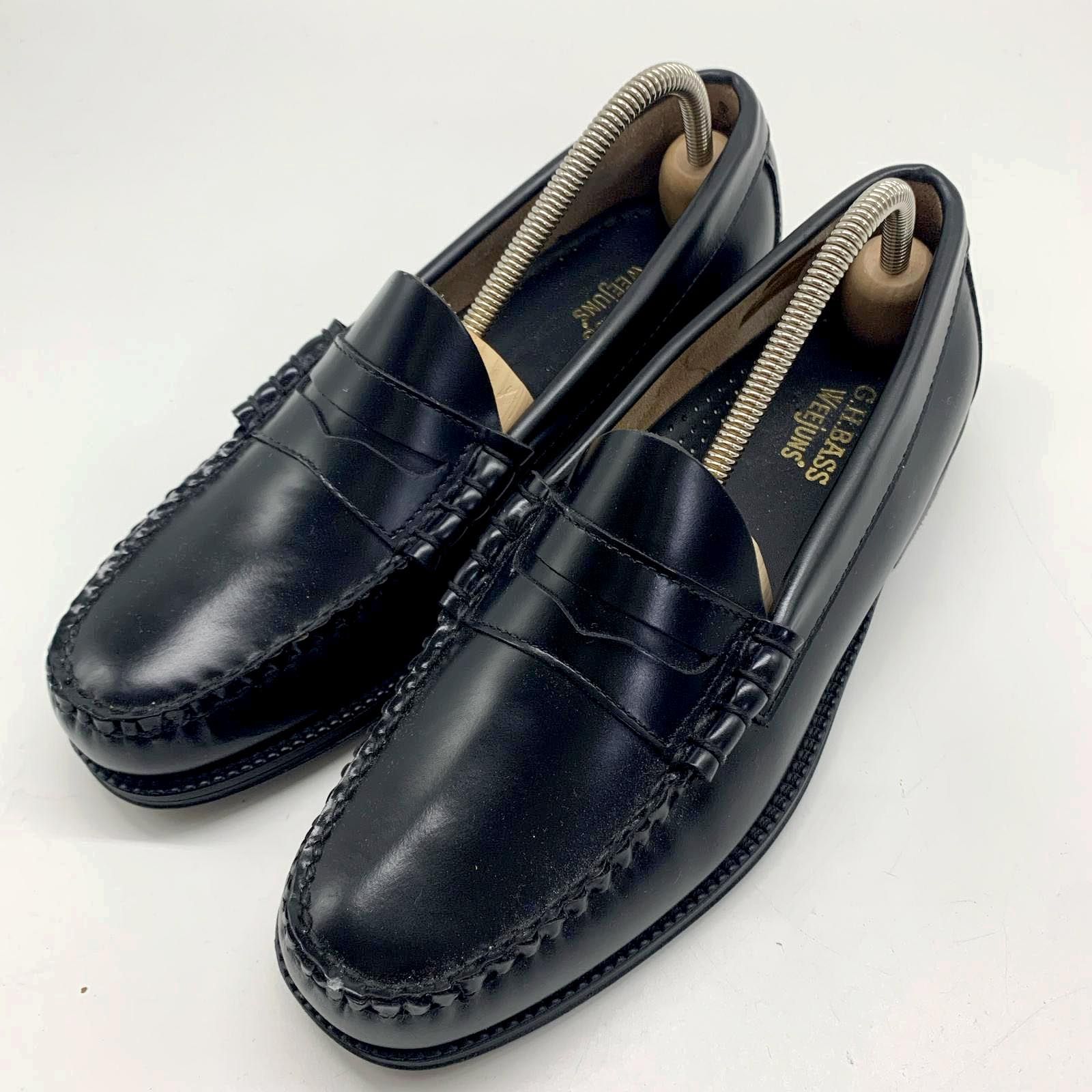 〇 G.H.BASS & COMPANY ジーエイチバス BLACK RUBBER SOLE LARSON ラーソン ローファー BA11711D 黒 ■■ メンズ