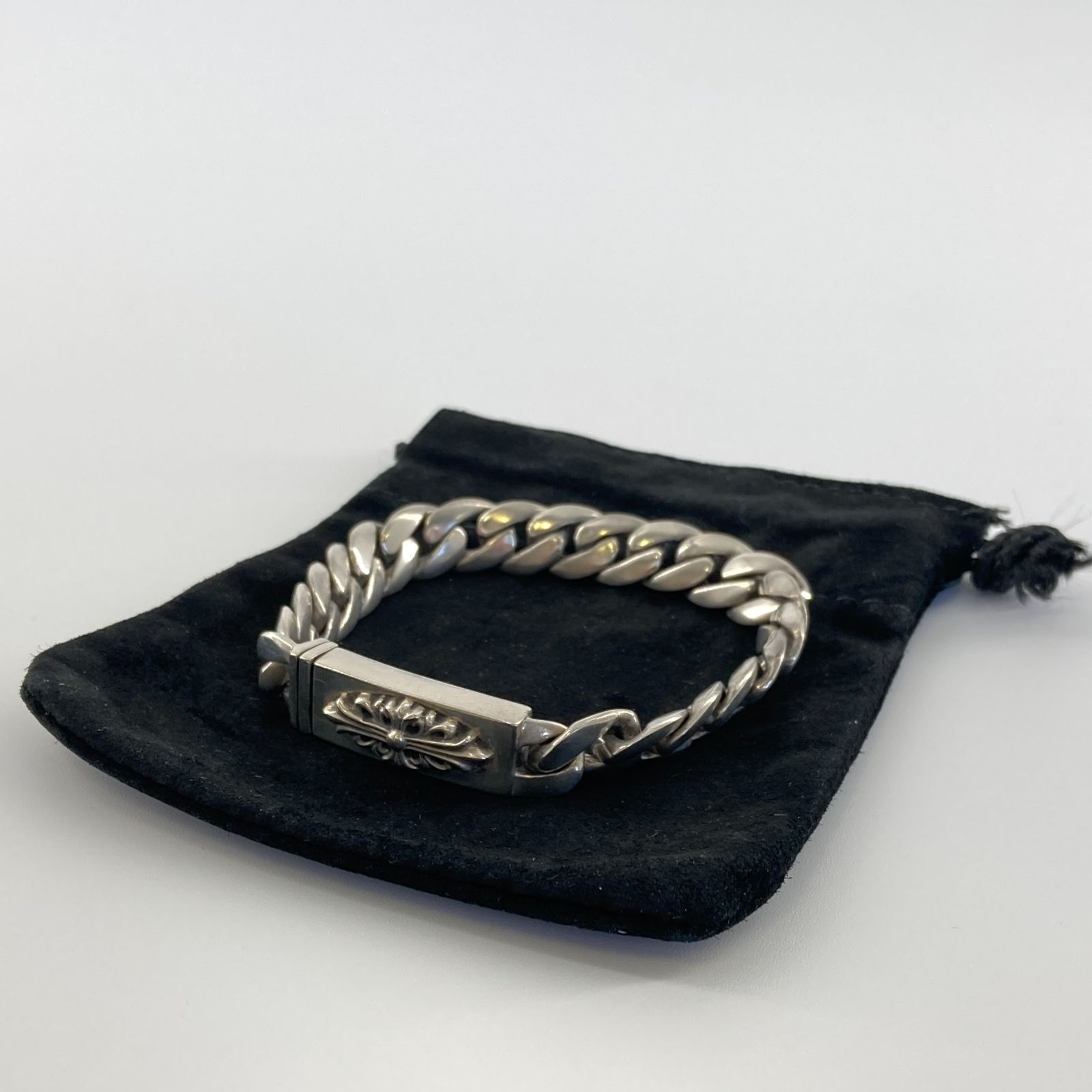 【5％OFFクーポン配布】CHROME HEARTS(クロムハーツ)　ID BABY FLRL CRS　ベイビーIDフローラルクロスブレスレット　SV925　47.0g　シルバー