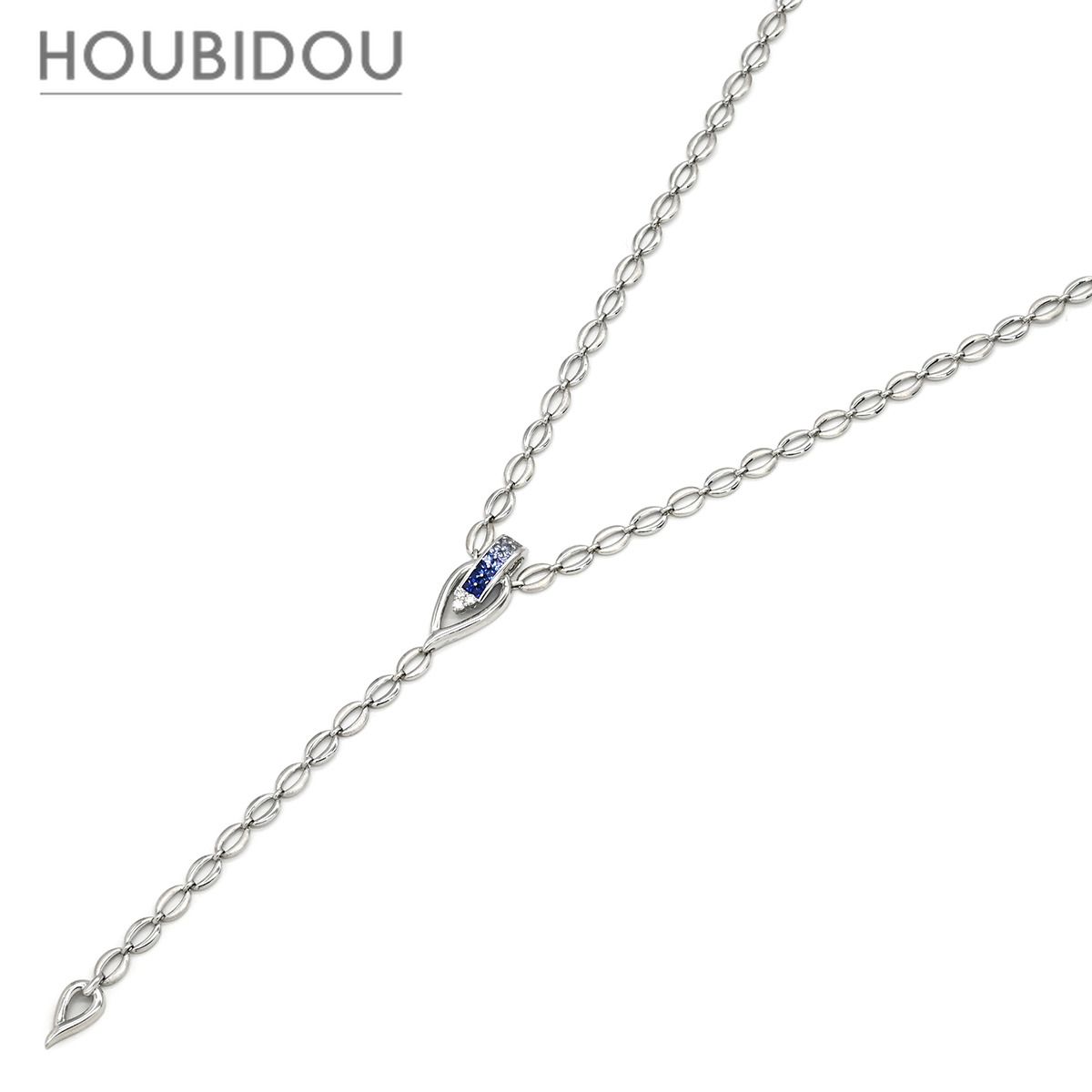 ジュネ Jeunet ネックレス アーバンシェイプ ダイヤモンド サファイア ロングネックレス ブルー×ホワイトゴールド ラリエット 18K 750 WG 001-2903-003 【ケース】【中古】 275,783円