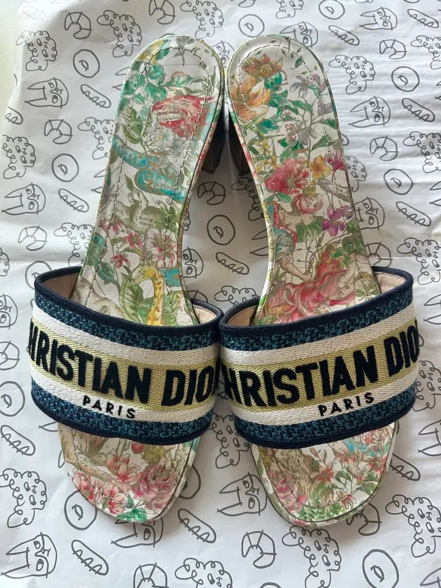 正規品 Dior フローラル パータン ミュール スリッパ 37 5 (245)