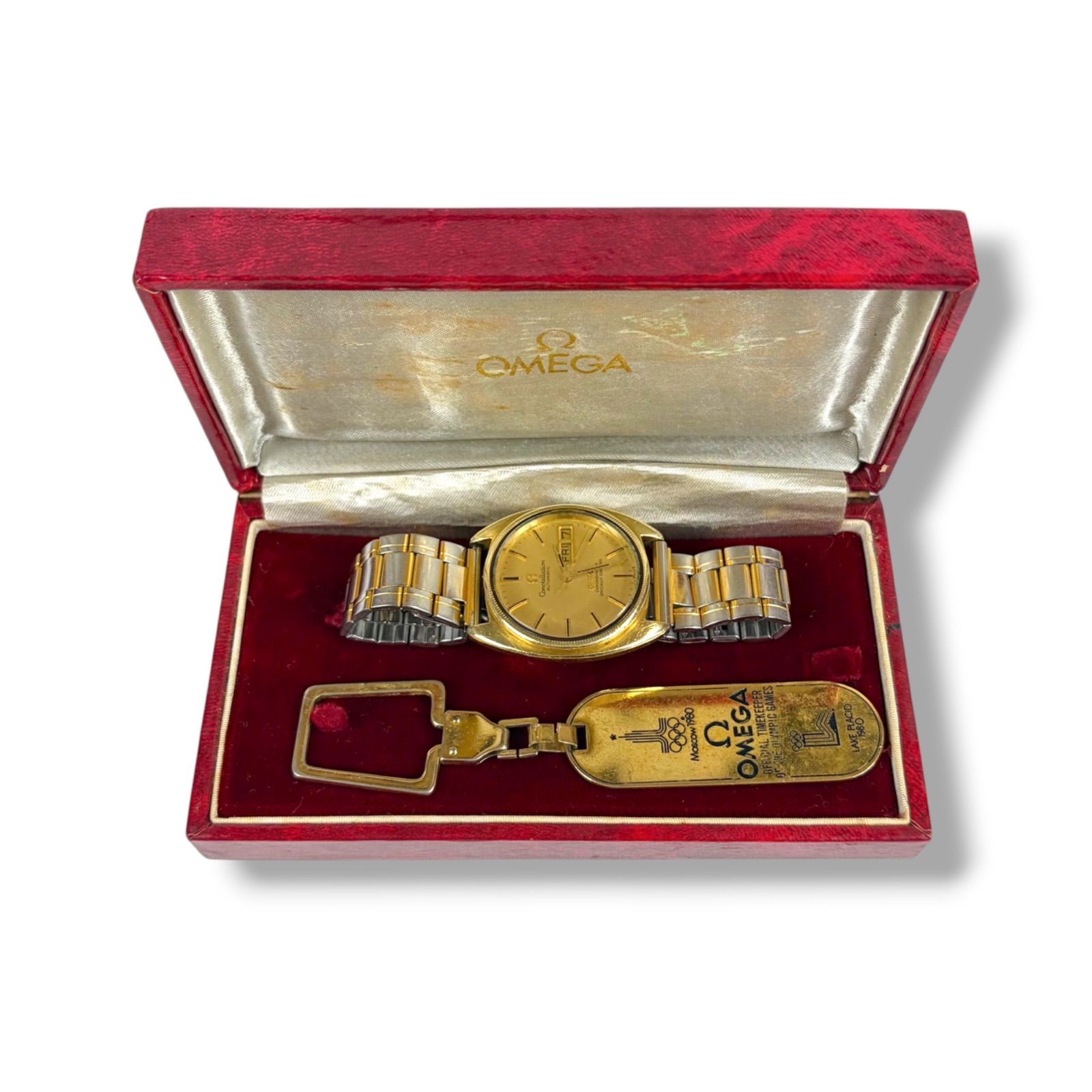 OMEGA オメガ コンステレーション デイデイト 自動巻き + 1980年オリンピック記念キーリング付き　ジャンク品　Cライン　アンティーク　Constellation