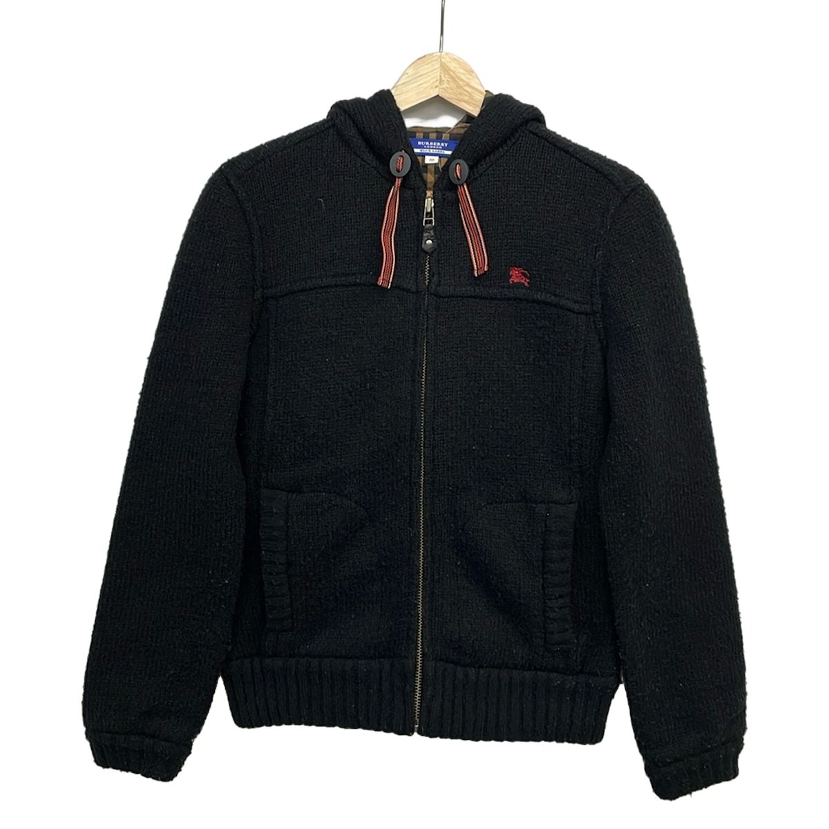 Burberry Blue Label(バーバリーブルーレーベル) ブルゾン サイズ38 M レディース - 黒 長袖/ニット/ジップアップ/秋/冬 9,514円
