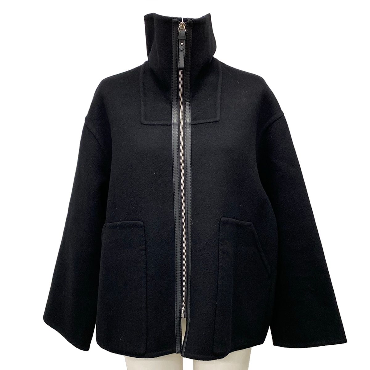 エルメス ブルゾン サイズ34 S レディース - 2H0120DB 黒×ダークネイビー 長袖/レザー/ジップアップ/ダブルフェイス/秋/冬 カシミヤ 128,450円