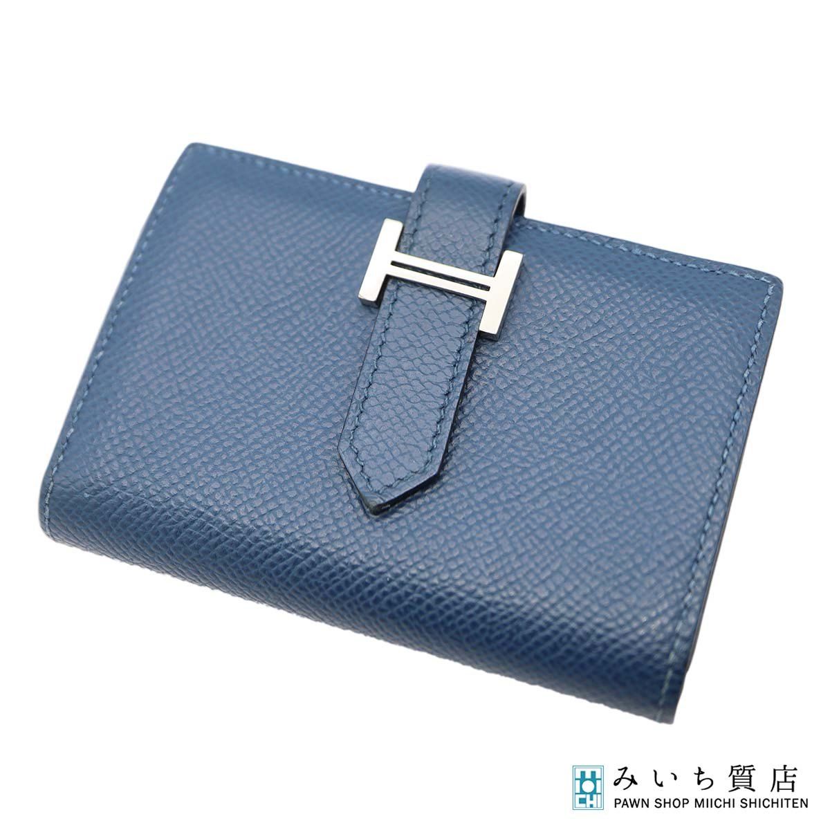 HERMES エルメス べアン ミニ カードケース 小銭入れ ウォレット エプソン Y刻 ブルー系 22k514-1