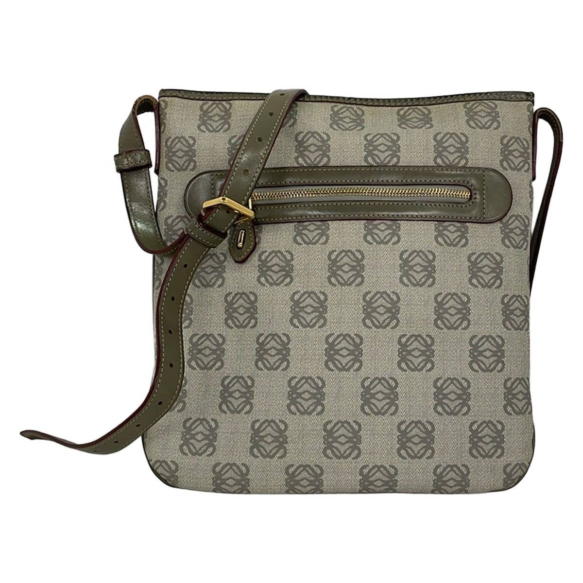 LOEWE(ロエベ) ショルダーバッグ アナグラム柄 グレー レザー