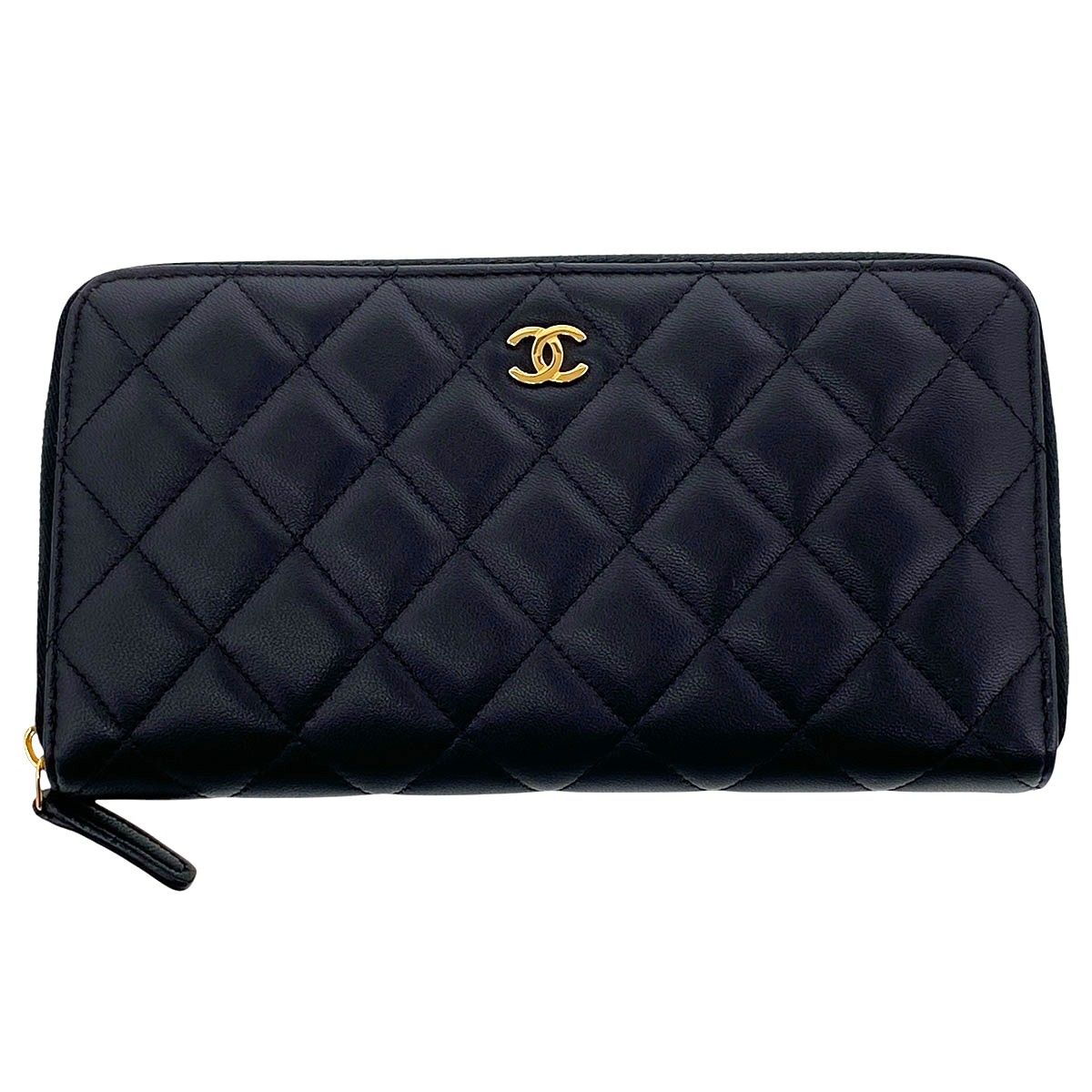 CHANEL シャネル クラシック　ロングジップウォレット ラムスキン長財布 AP0242 レディース ブラック 中古