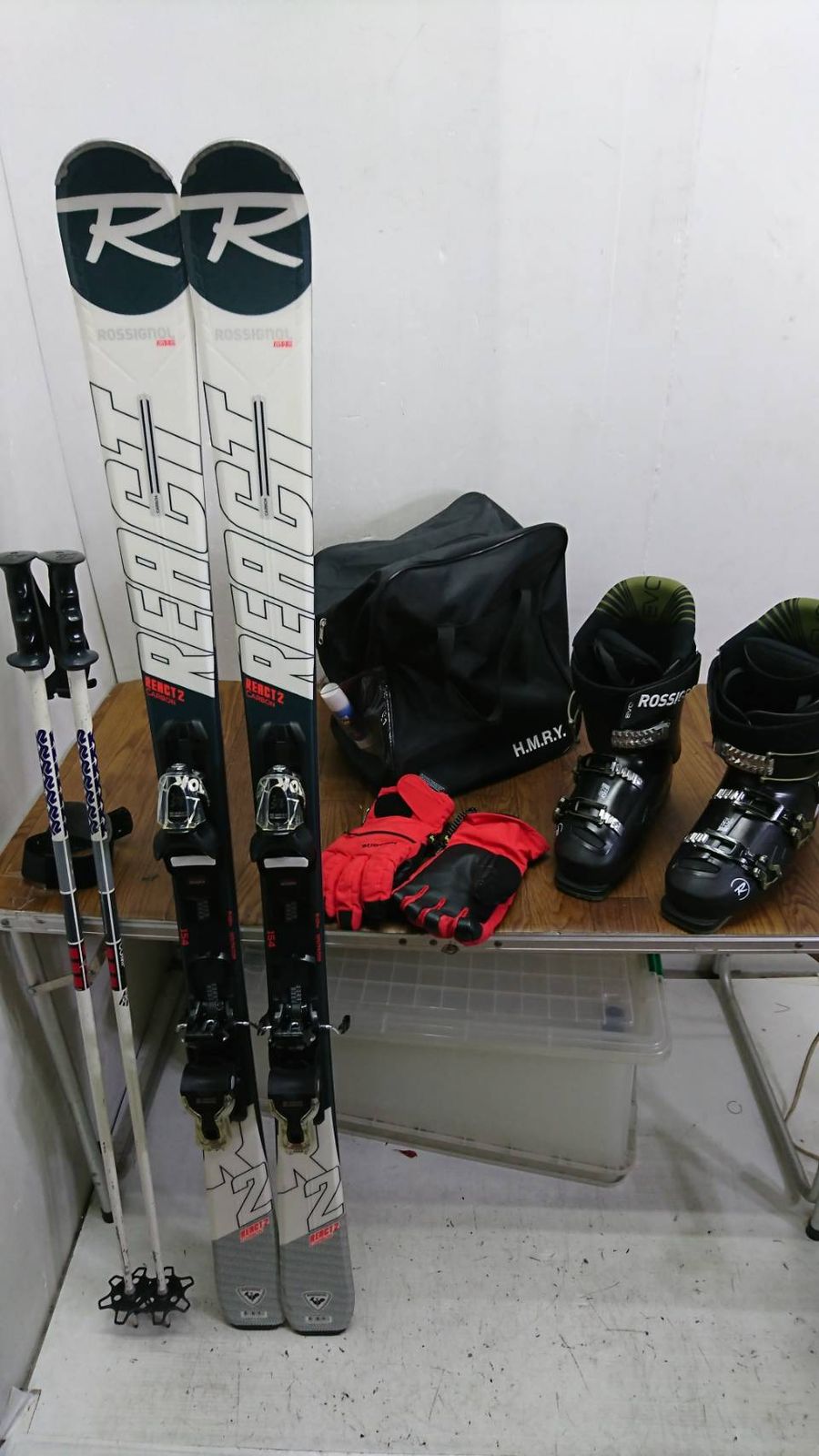C58780 Rossignol ロシニョール React R2/EVO スキー K2ストック ブーツ等 サイズ 板154 ブーツ26.5 グローブ S