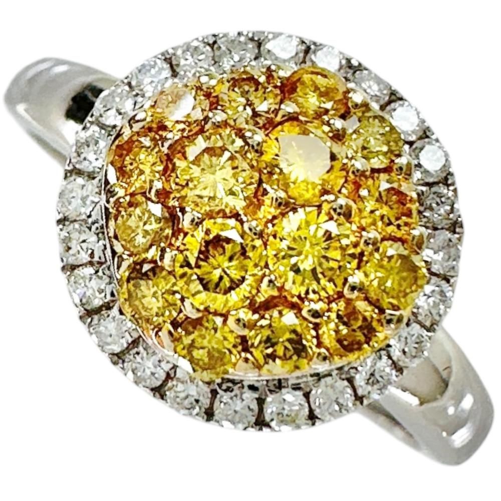 8.5号 天然イエローダイヤモンド 0.39ct ダイヤモンド 0.15ct リング・指輪 K18WGホワイトゴールド 18金 /K18ゴールド 18金 2.9g レディース 【中古】【真子質店】【NN】 73,150円