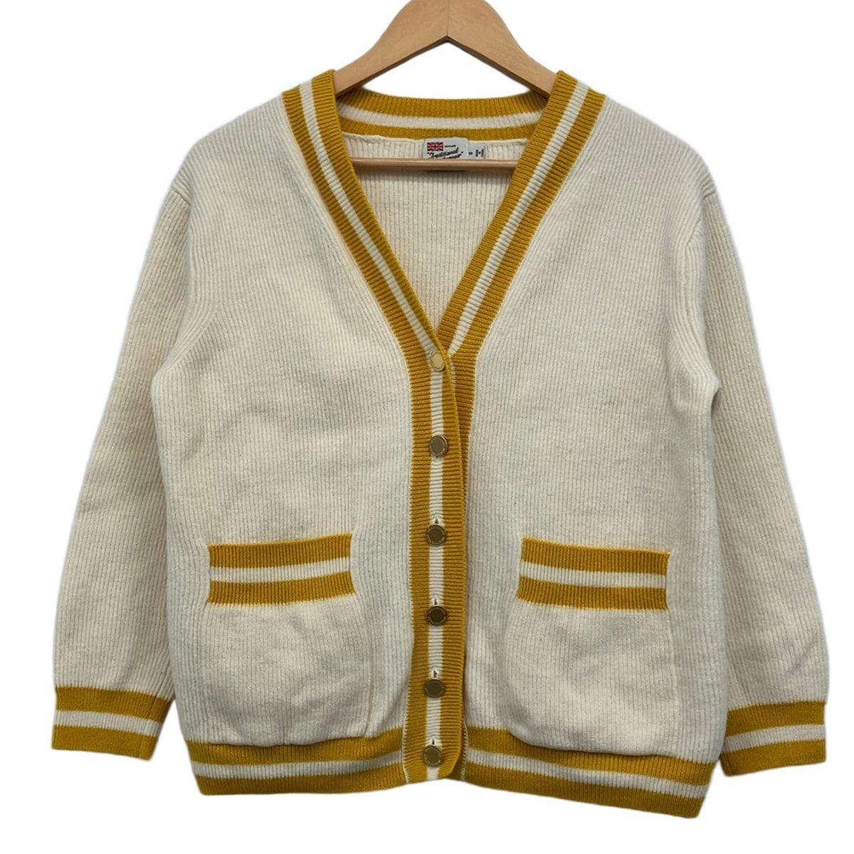 TRADITIONAL WEATHERWEAR(トラディショナルウェザーウェア) カーディガン サイズS レディース美品 - アイボリー×ダークイエロー 長袖