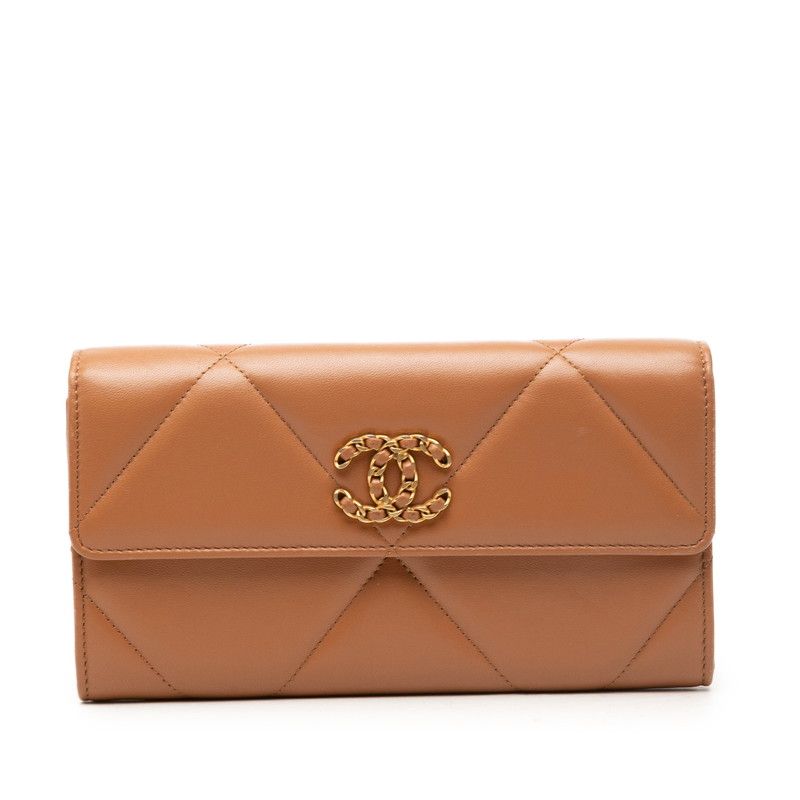 シャネル ココマーク シャネル19 ディズヌフ マトラッセ 長財布 AP0955 ブラウン ラムスキン レディース CHANEL【1-0281123】 60,390円