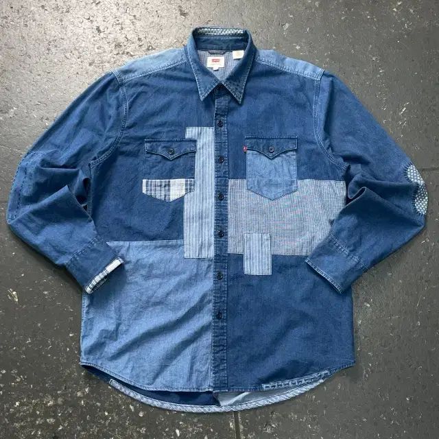 100 リーバイス Indigo パッチワーク デニム シャツ 5,871円