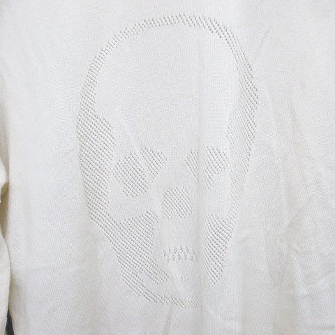ルシアンペラフィネ LUCIEN PELLAT-FINET スカル ドクロ 長袖 ニット セーター S 白系 オフホワイト アイボリー ロゴ
