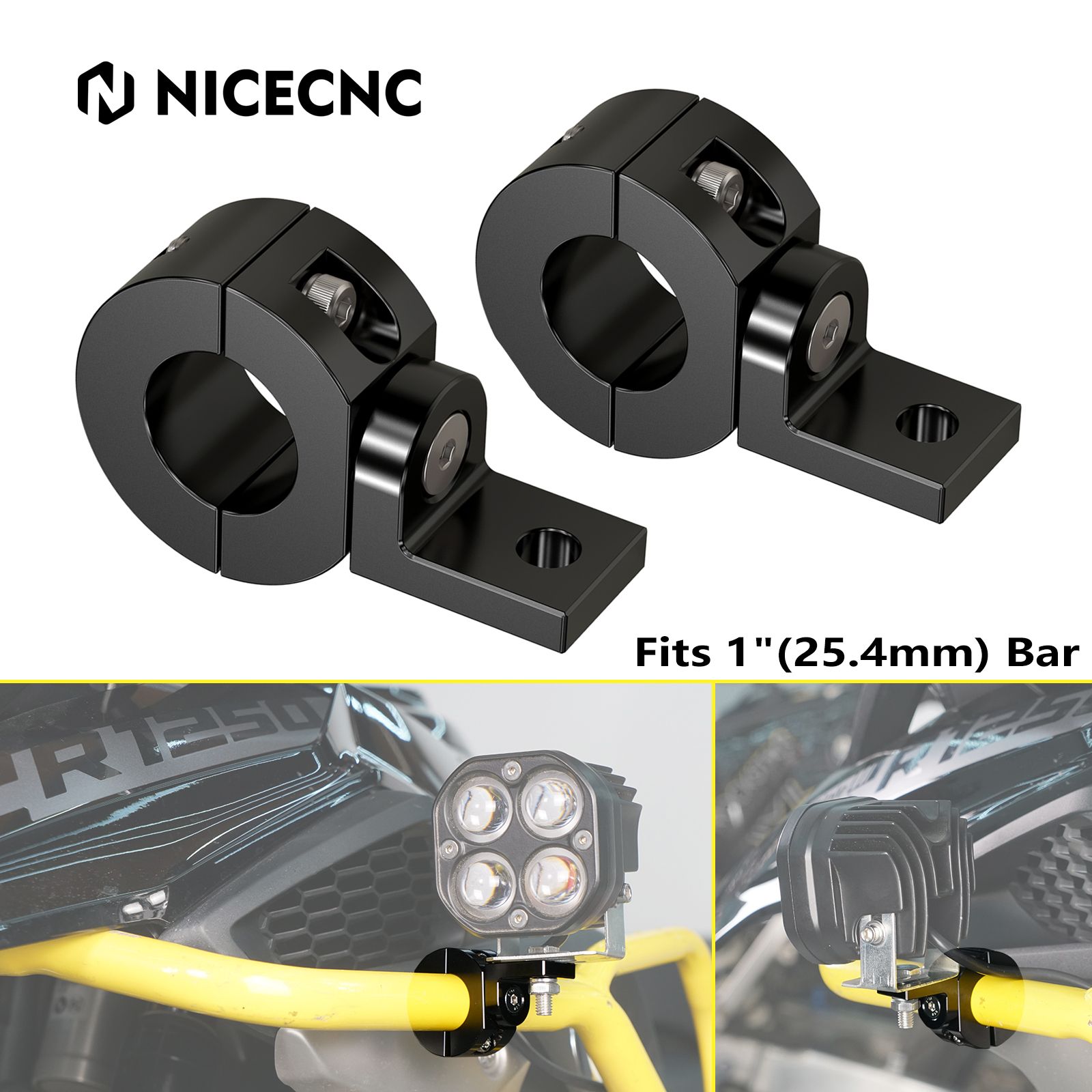 NICECNC 汎用1インチチューブ クラッシュバー フォグライト スポットライト ブラケット KTM BMW ヤマハ ホンダ スズキ カワサキ対応 補助ランプ取り付けクランプ 10,032円
