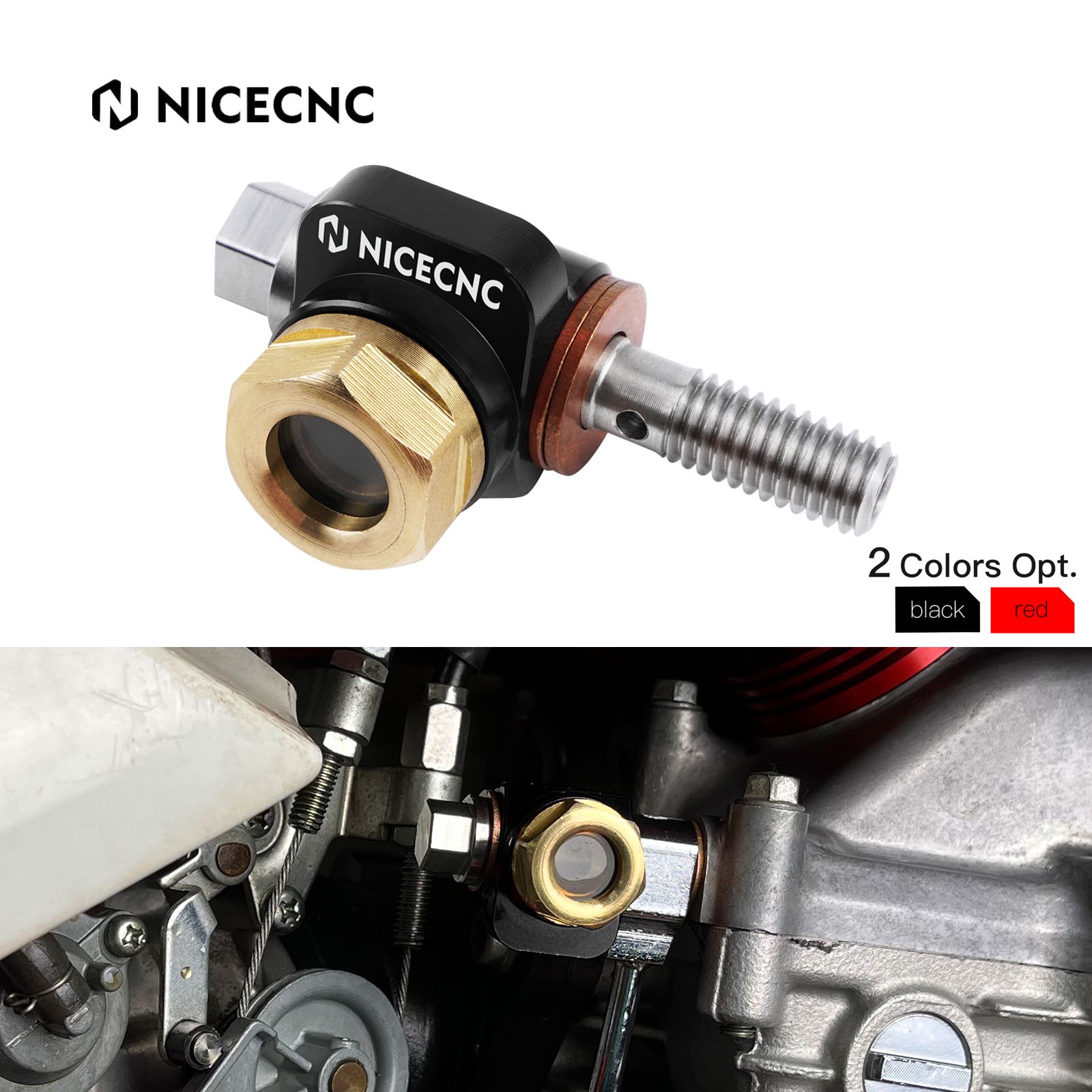 NICECNC ホンダ XR650L XR600R 1985〜2025対応 バンジョーボルト オイルサイトグラス クリア アルミ製 8,505円
