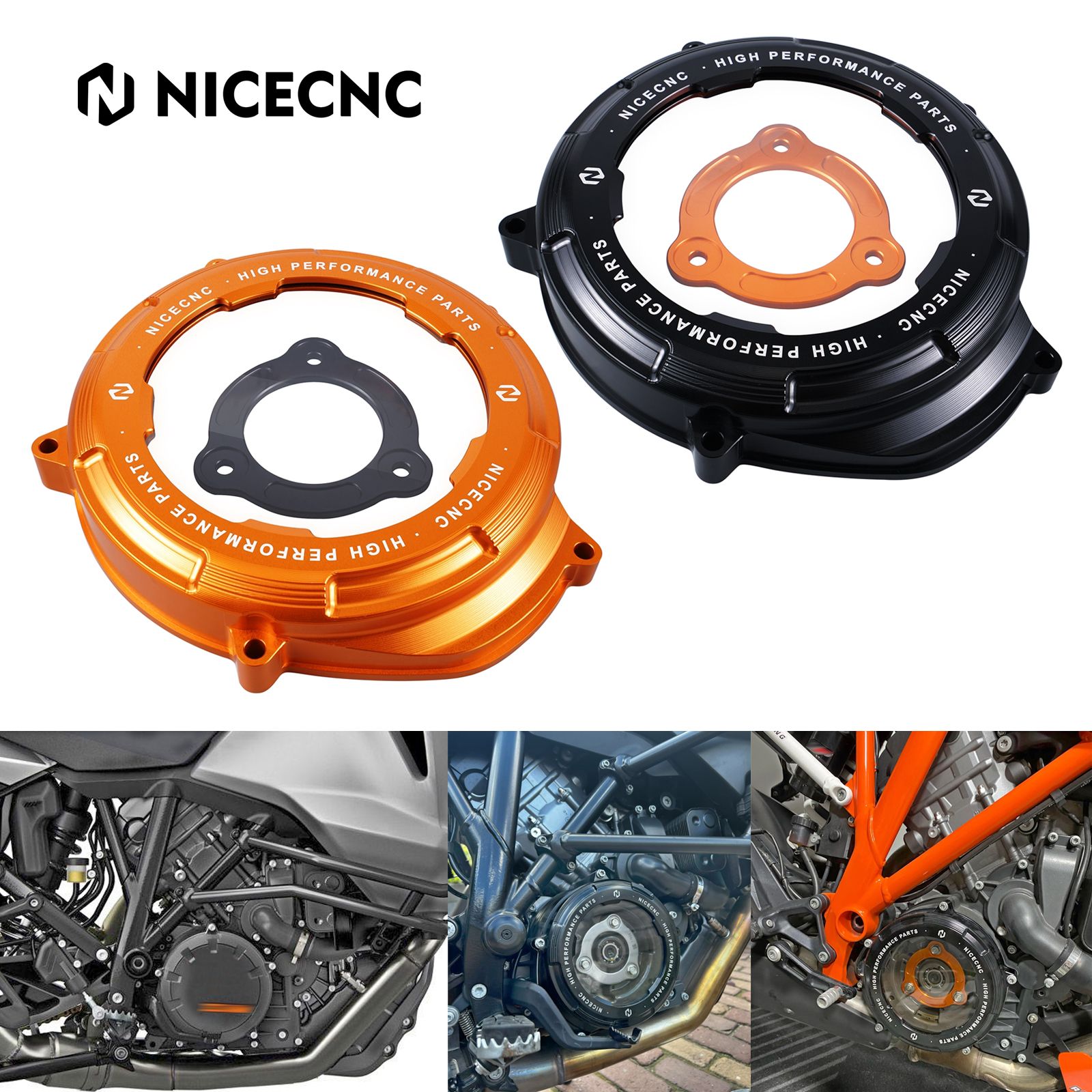 NICECNC KTM 1290 Super Duke R/GT/EVO 2014〜2024対応 クリアエンジンクラッチカバー KTM 1290 Super Adventure R S T 2017〜2024対応