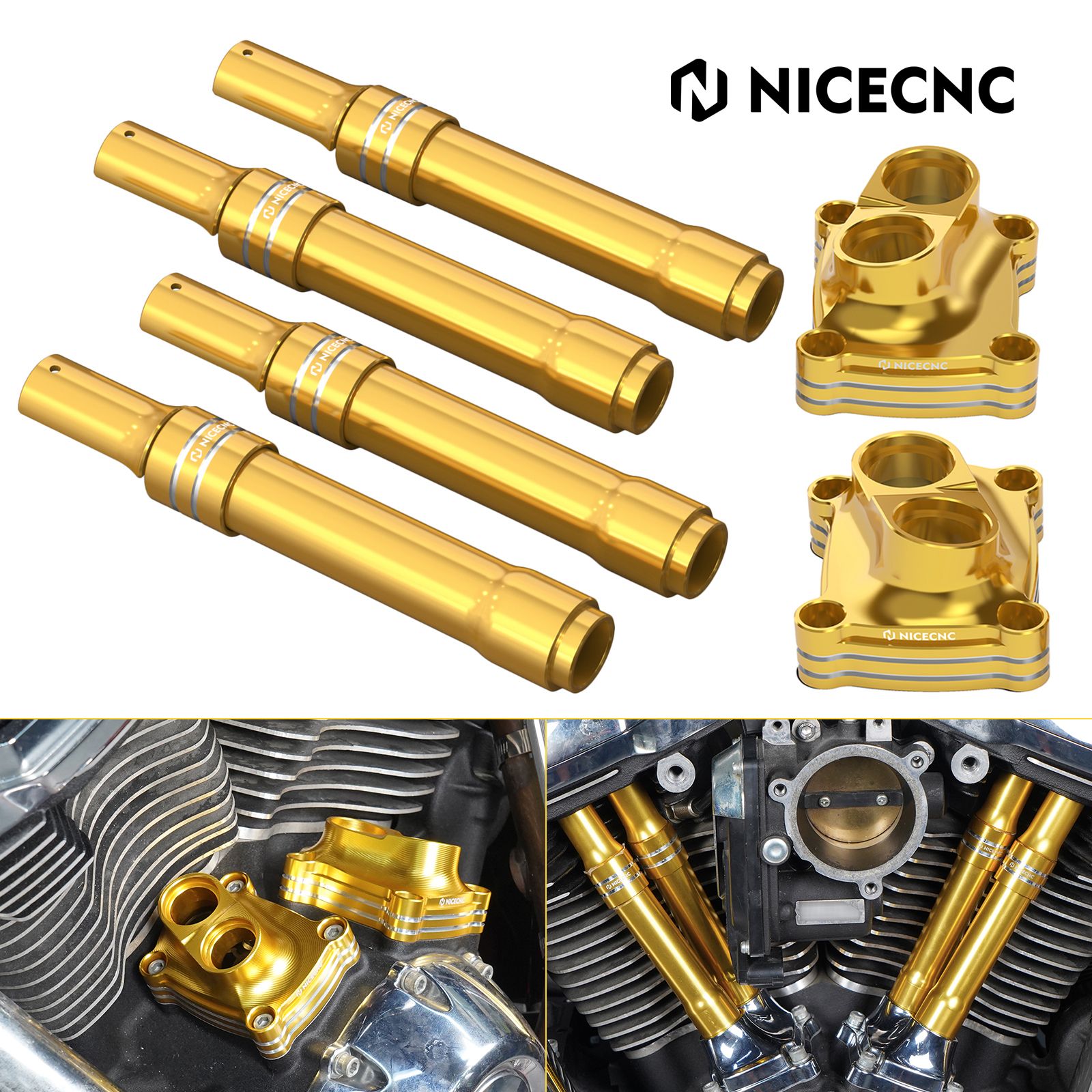 NICECNC ハーレー プッシュロッドカバー タペットカバー ロードキング FLHR FLHRXS ストリートグライド FLHX ウルトラリミテッド FLHTK 2017〜2024対応