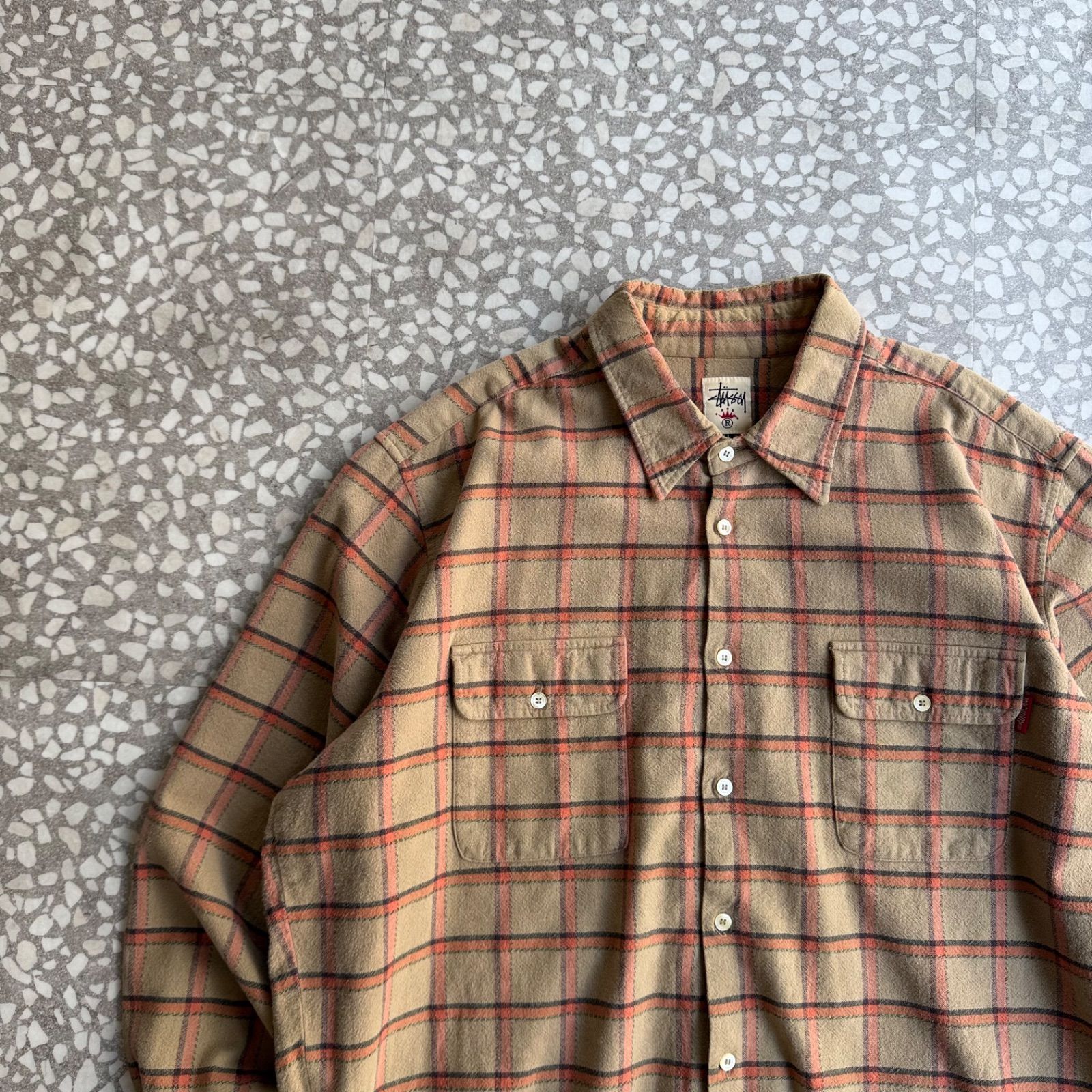 [ Archive アーカイブ Y2K ]STUSSY / 90’s flannel shirt size XL ステューシー　オールドステューシー　白タグ　フランネルシャツ　ネルシャツ　ビッグシルエット　アメカジ　sk8 ストリート