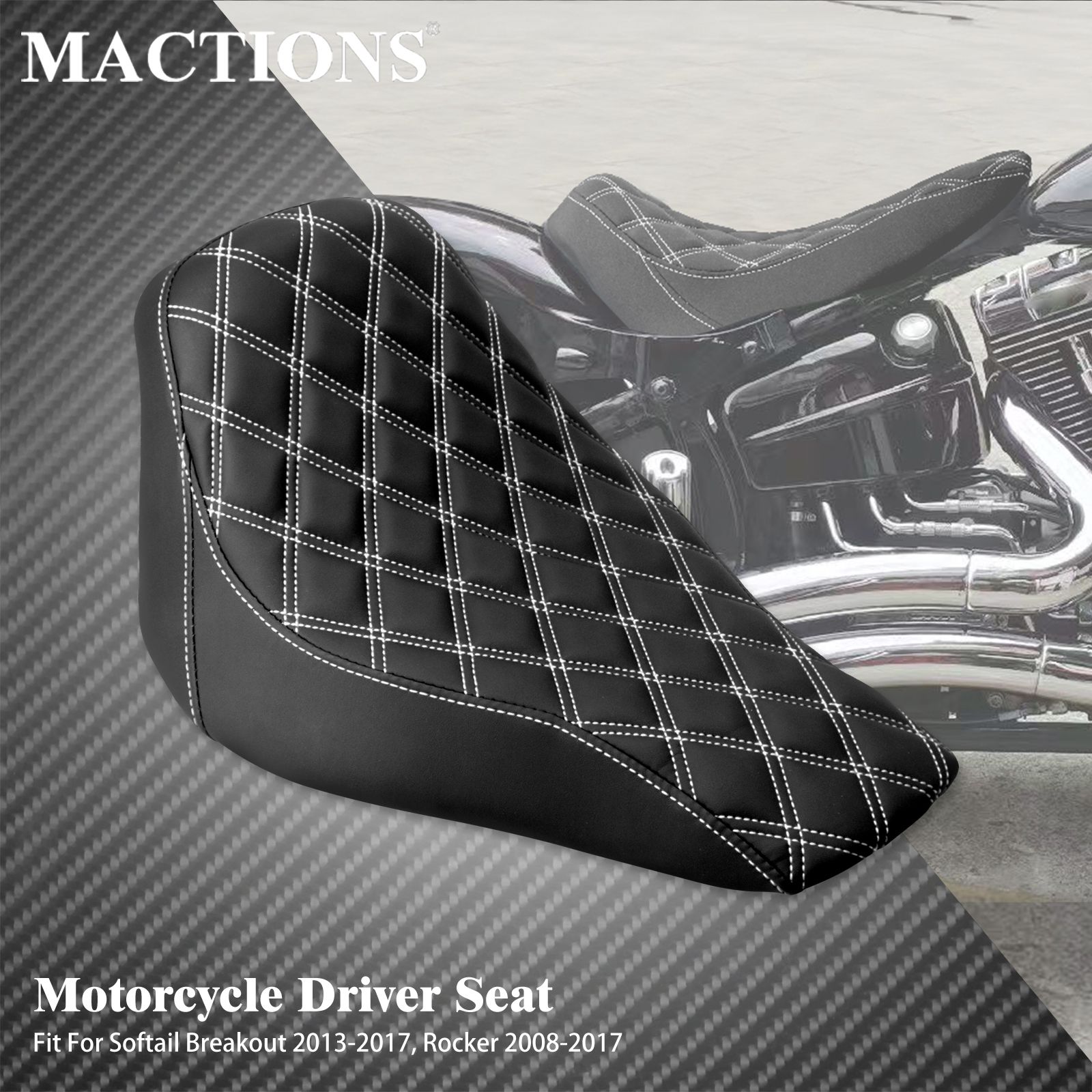 MACTIONS ハーレー ソフテイル ブレイクアウト 2013〜2017 ロッカー 2008〜2017対応 フロントドライバーシート PUレザー ロープロファイル