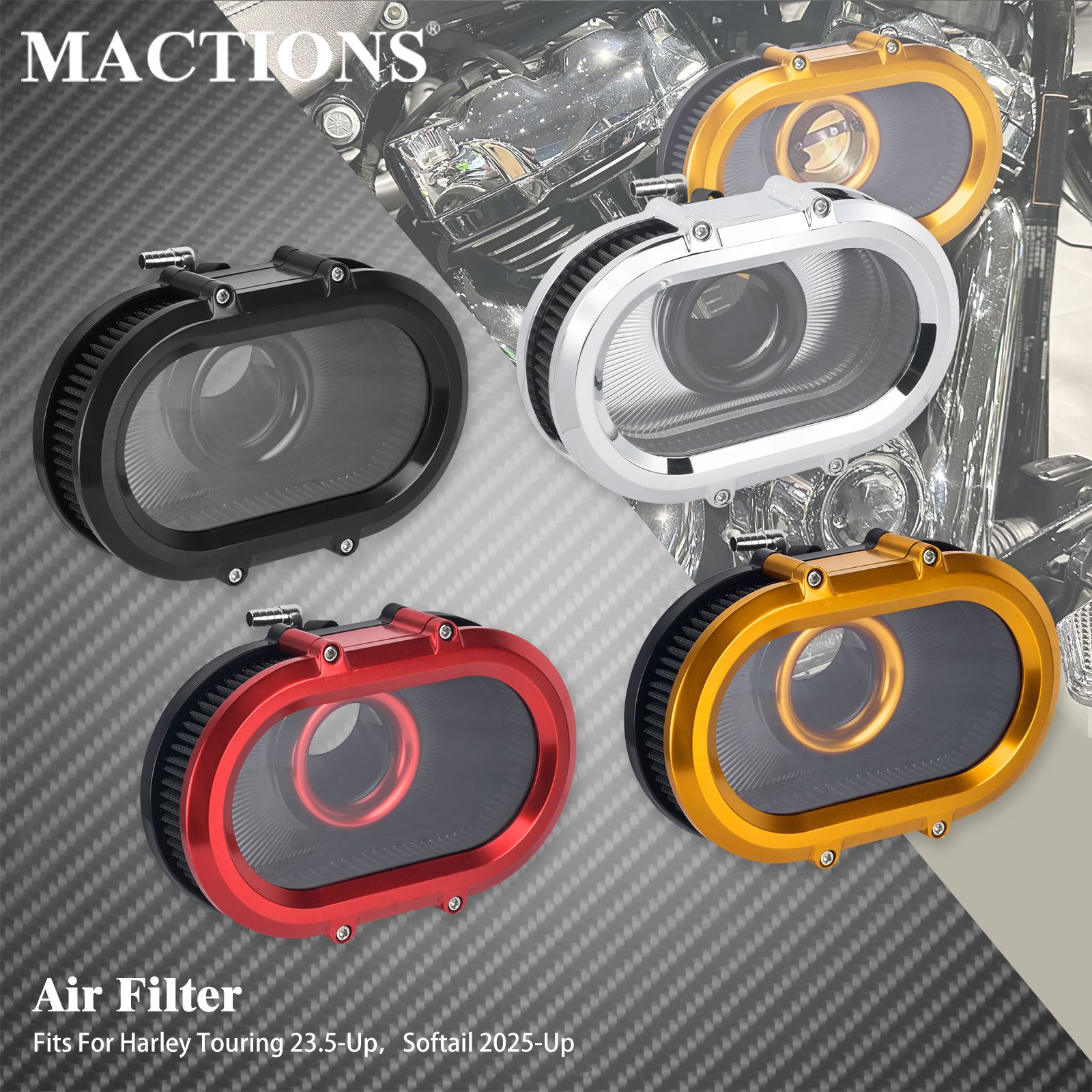 MACTIONS ハーレー ソフテイルブレイクアウトFXBR ファットボーイFLFB ヘリテイジクラシックFLHC ローライダーSFXLRS ストリートボブFXBB 2025対応 エアフィルター インテークフィルター 94,864円